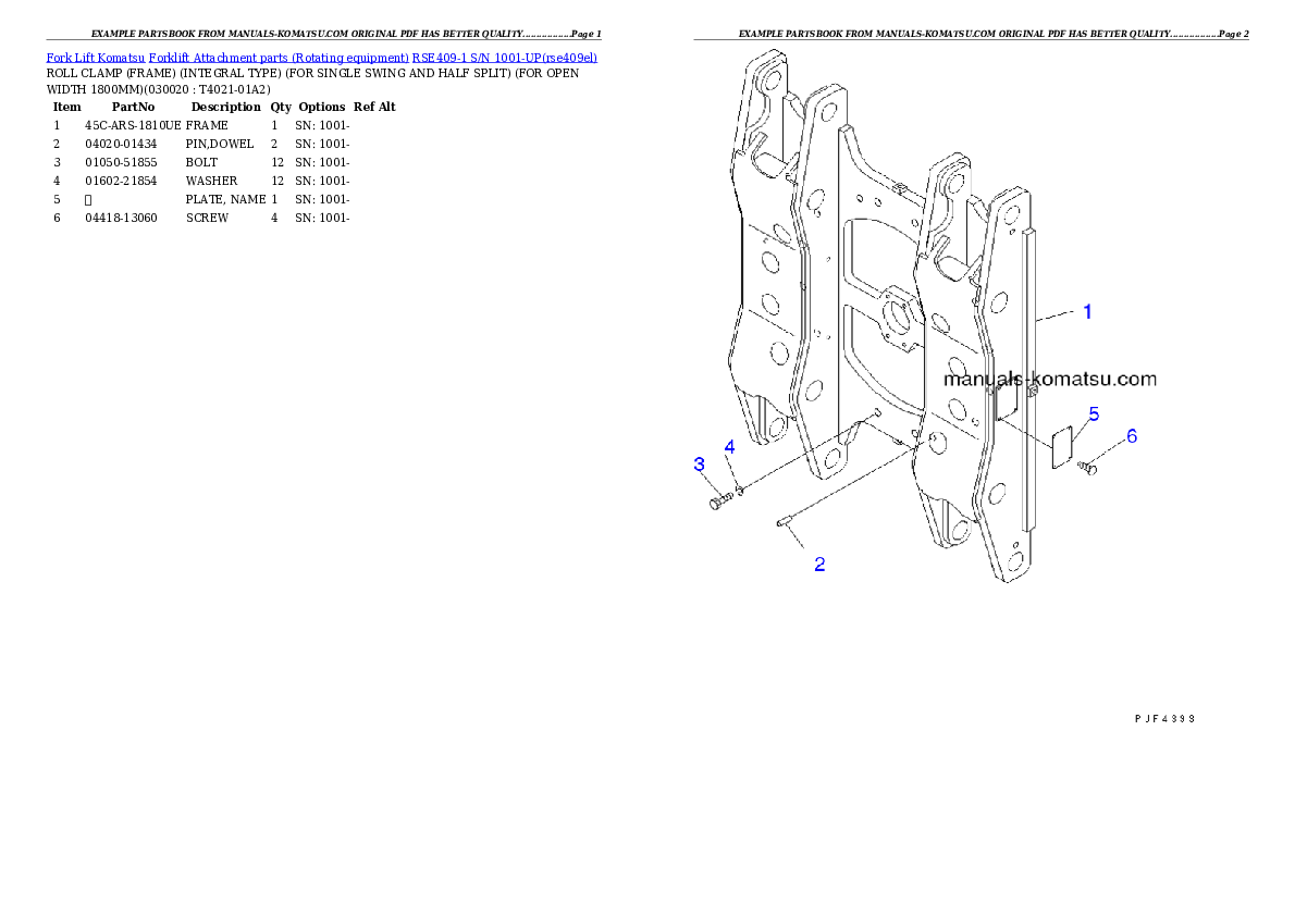 RSE409-1 S/N 1001-UP Partsbook