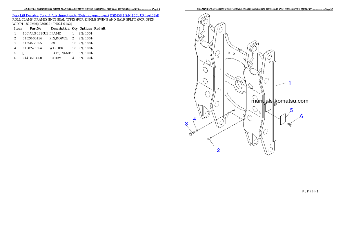 RSE458-1 S/N 1001-UP Partsbook