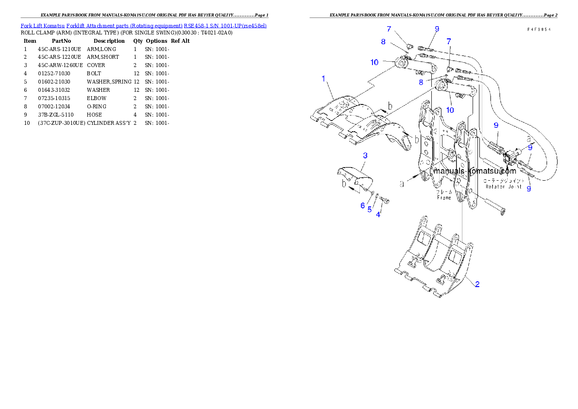 RSE458-1 S/N 1001-UP Partsbook