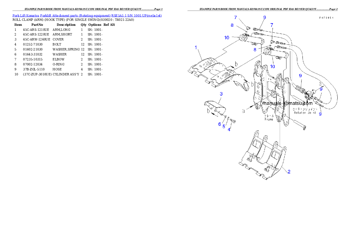 RSE5A1-1 S/N 1001-UP Partsbook