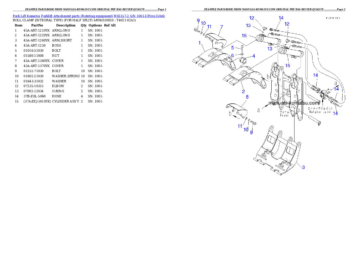 RSS157-2 S/N 1001-UP Partsbook