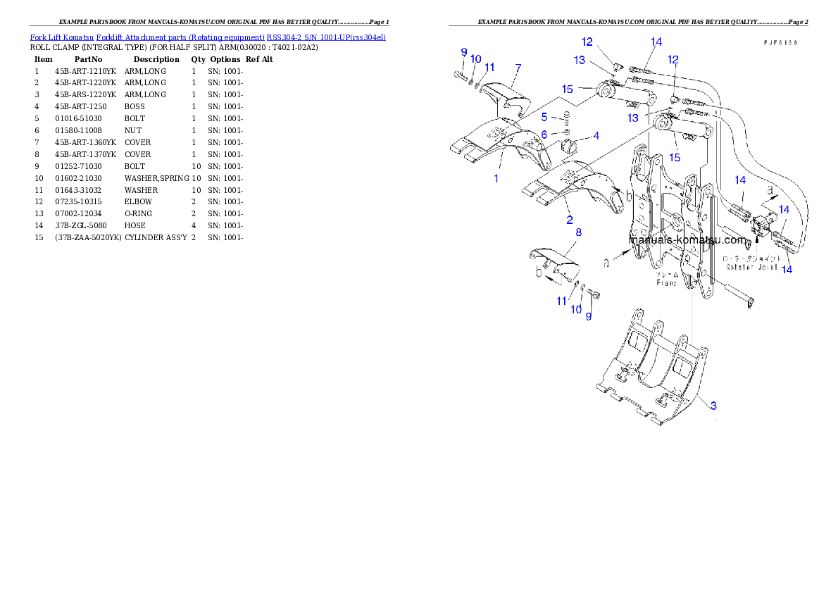 RSS304-2 S/N 1001-UP Partsbook