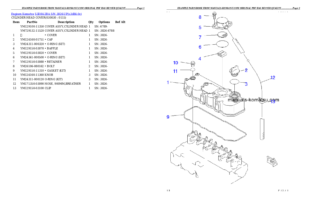 S3D84-2BA S/N 3826-UP Partsbook