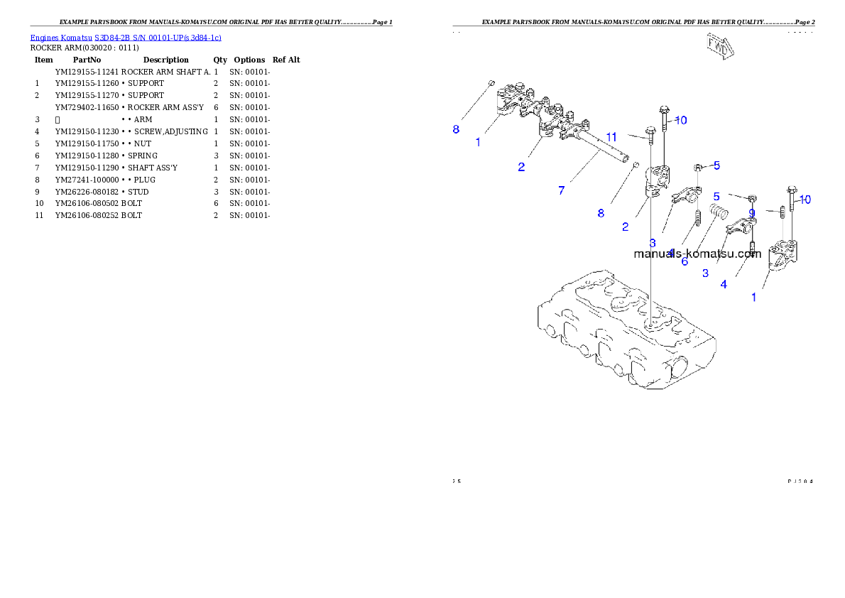 S3D84-2B S/N 00101-UP Partsbook