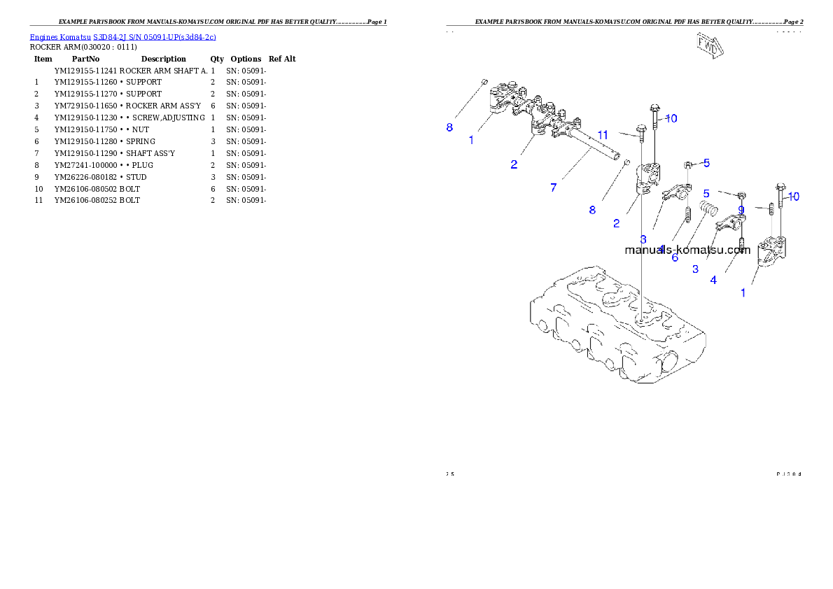 S3D84-2J S/N 05091-UP Partsbook