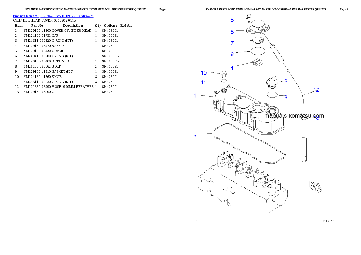 S3D84-2J S/N 05091-UP Partsbook