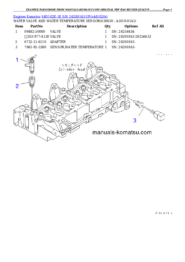 S4D102E-1E S/N 26200163-UP Partsbook