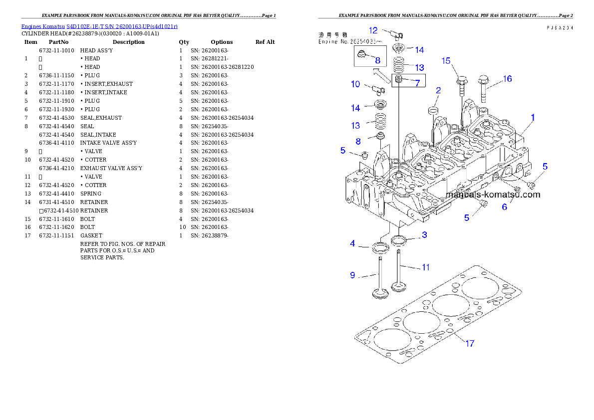 S4D102E-1E-T S/N 26200163-UP Partsbook