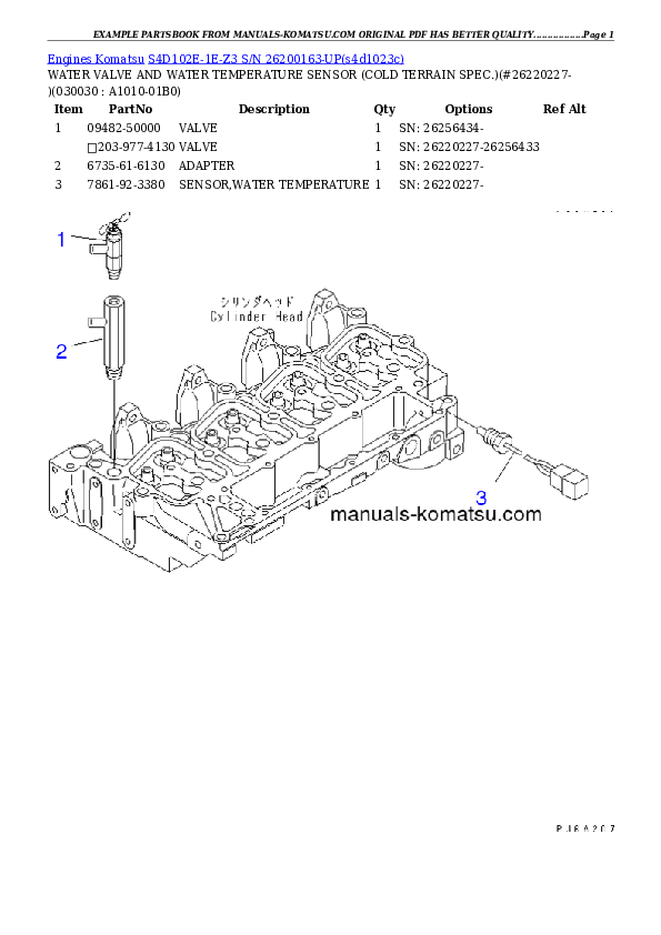 S4D102E-1E-Z3 S/N 26200163-UP Partsbook