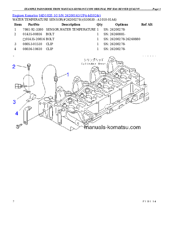 S4D102E-1G S/N 26200163-UP Partsbook