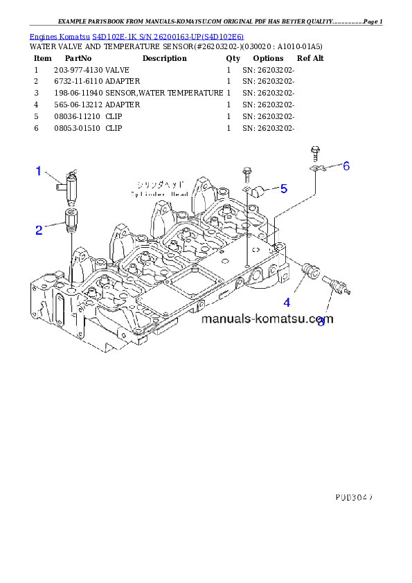 S4D102E-1K S/N 26200163-UP Partsbook