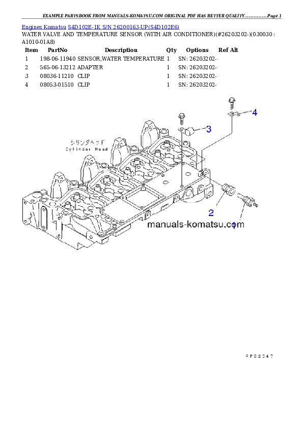 S4D102E-1K S/N 26200163-UP Partsbook