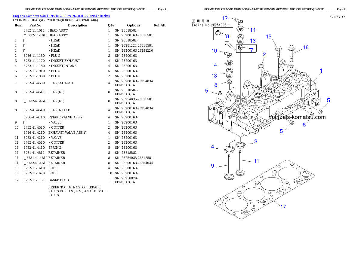 S4D102E-1N-2L S/N 26200163-UP Partsbook