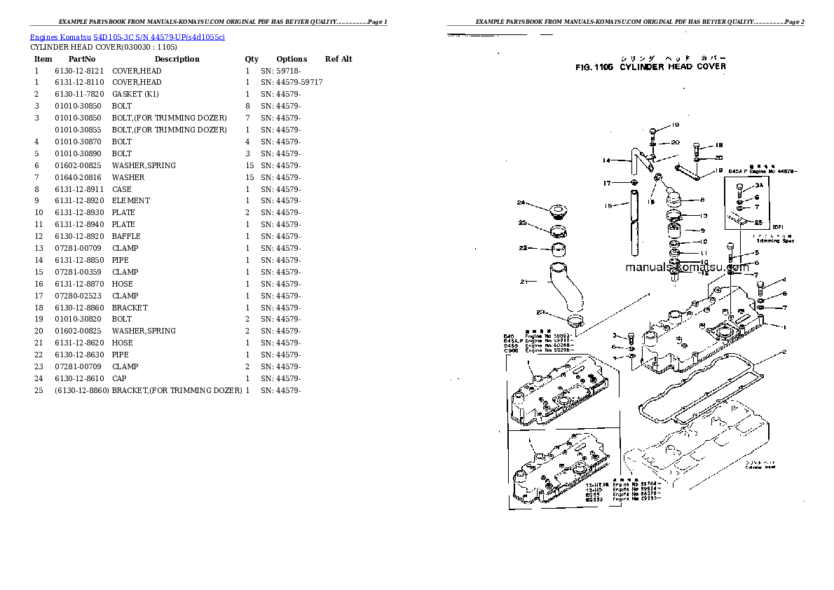 S4D105-3C S/N 44579-UP Partsbook