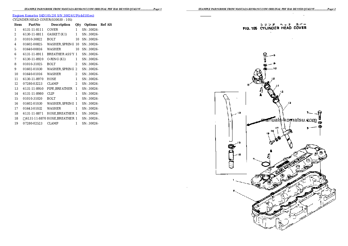 S4D105-2H S/N 30026-UP Partsbook