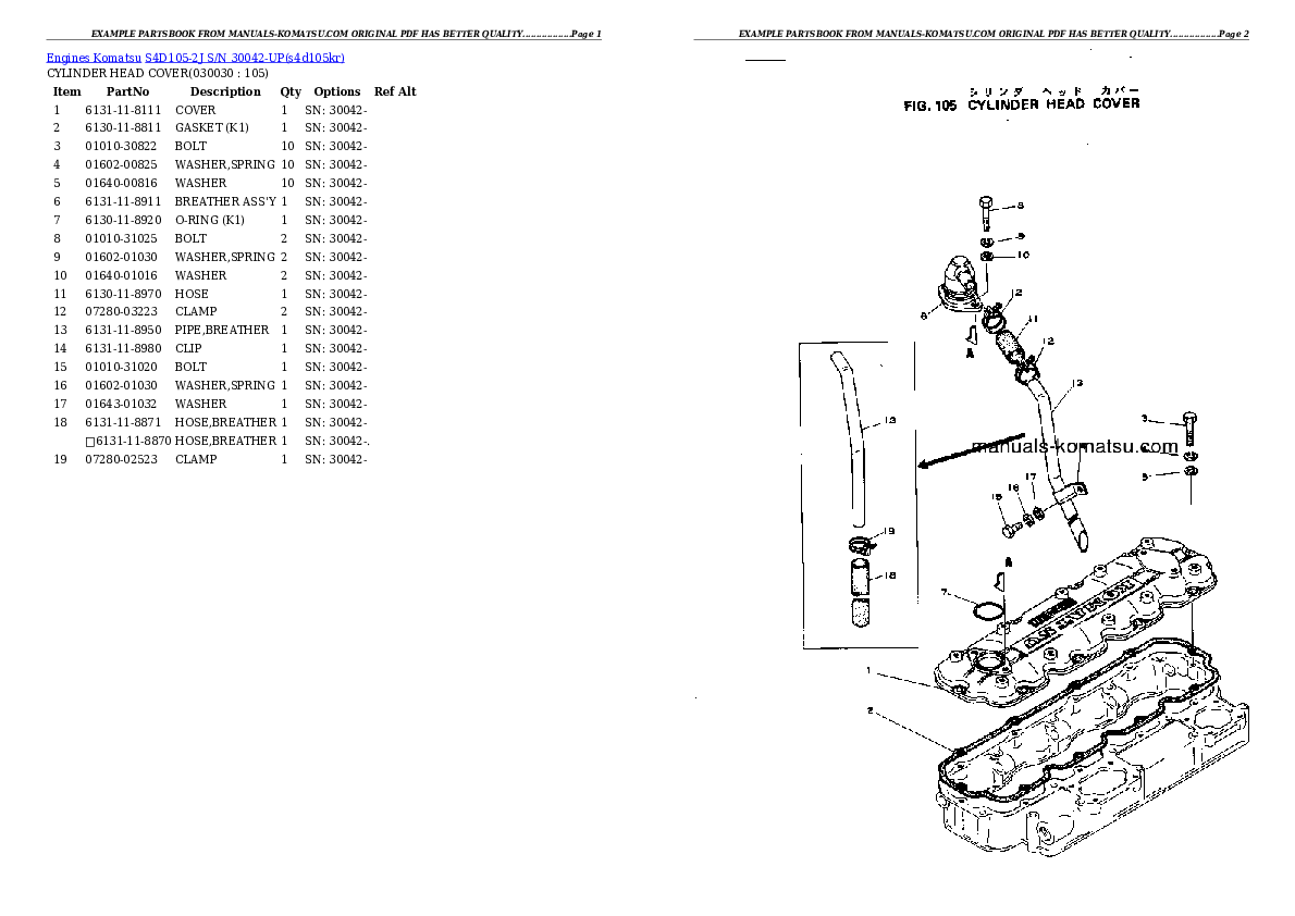 S4D105-2J S/N 30042-UP Partsbook