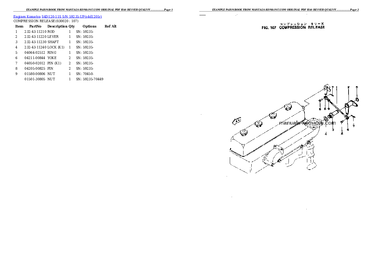 S4D120-11S S/N 59235-UP Partsbook