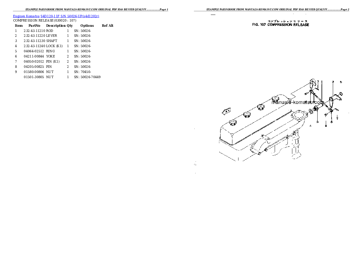 S4D120-11F S/N 50026-UP Partsbook