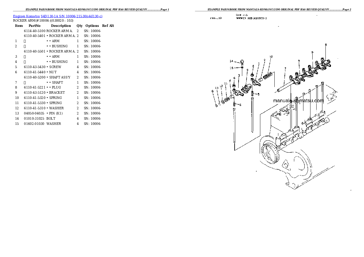 S4D130-1A S/N 10006-21530 Partsbook