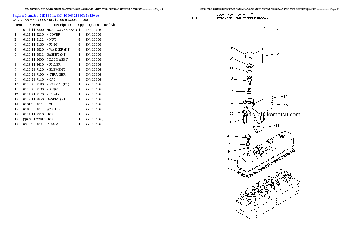 S4D130-1A S/N 10006-21530 Partsbook