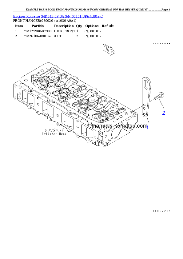 S4D84E-5P-BA S/N 00101-UP Partsbook