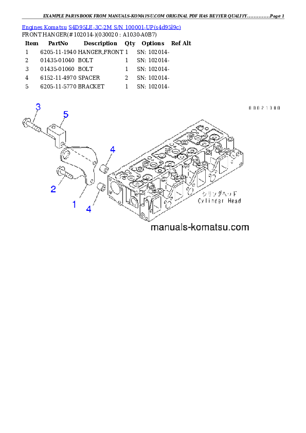 S4D95LE-3C-2M S/N 100001-UP Partsbook