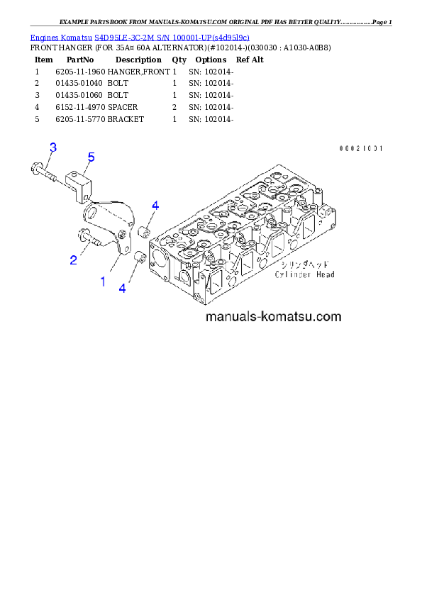 S4D95LE-3C-2M S/N 100001-UP Partsbook