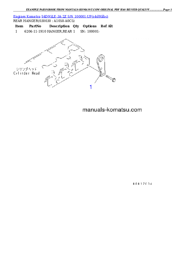 S4D95LE-3A-2Z S/N 100001-UP Partsbook