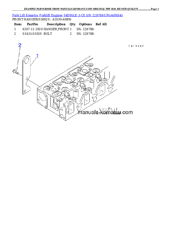 S4D95LE-3-CX S/N 128788-UP Partsbook