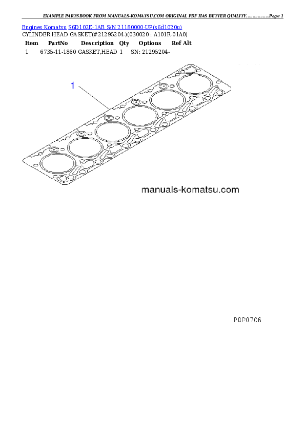 S6D102E-1AB S/N 21180000-UP Partsbook