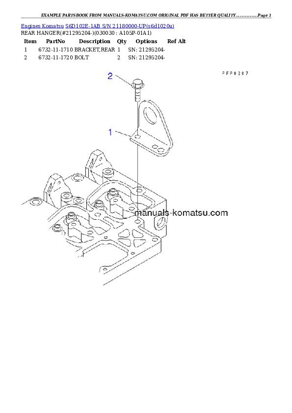 S6D102E-1AB S/N 21180000-UP Partsbook