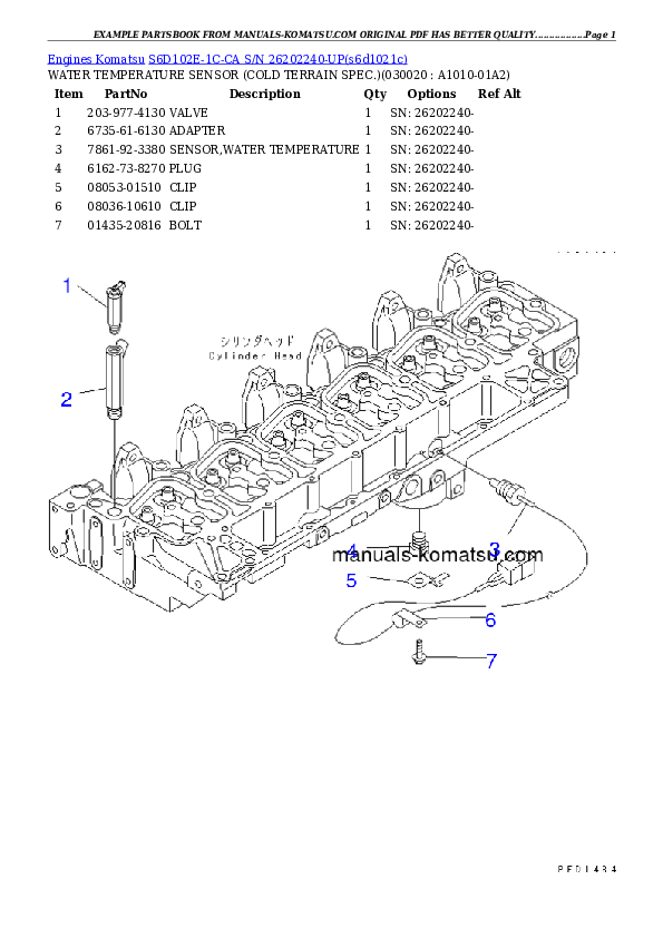 S6D102E-1C-CA S/N 26202240-UP Partsbook