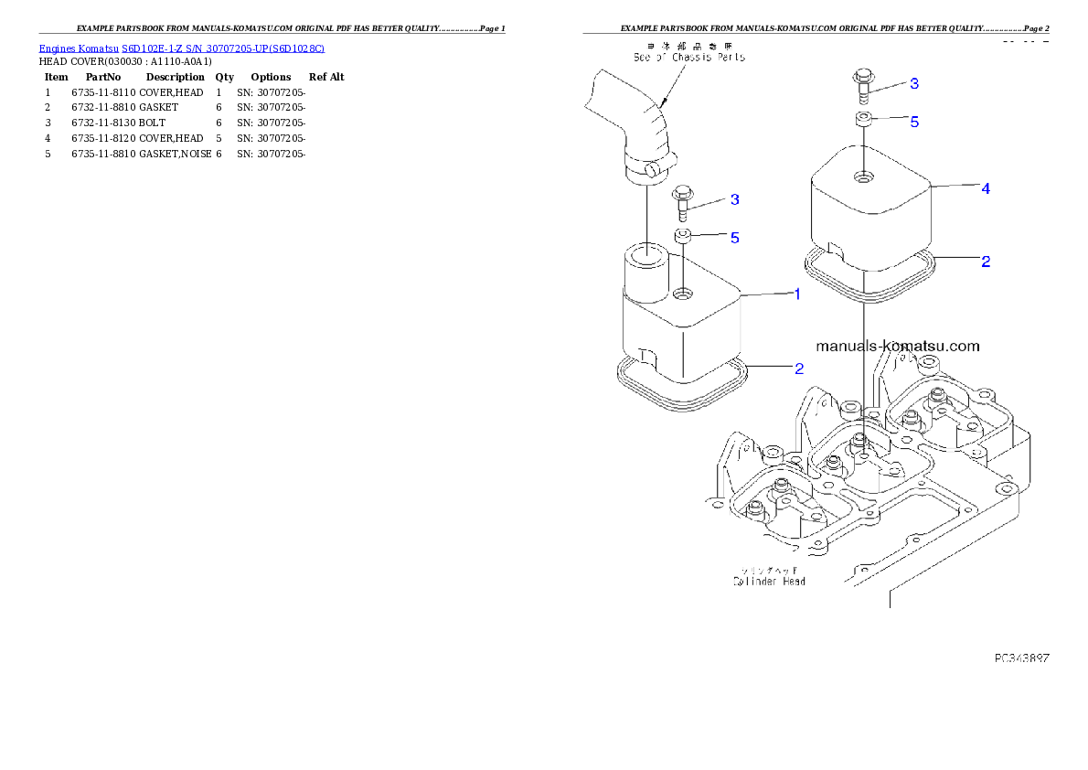 S6D102E-1-Z S/N 30707205-UP Partsbook