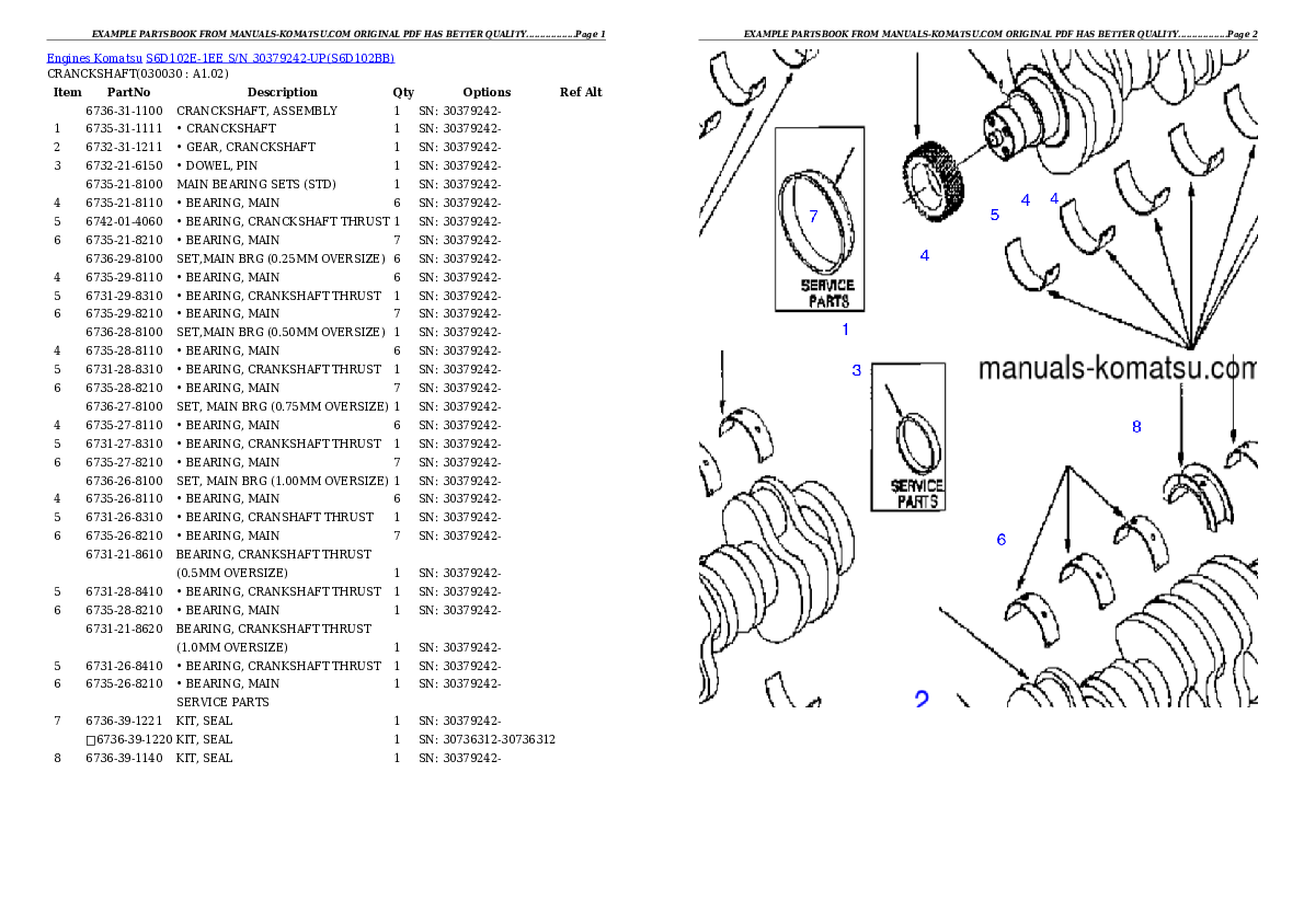 S6D102E-1EE S/N 30379242-UP Partsbook