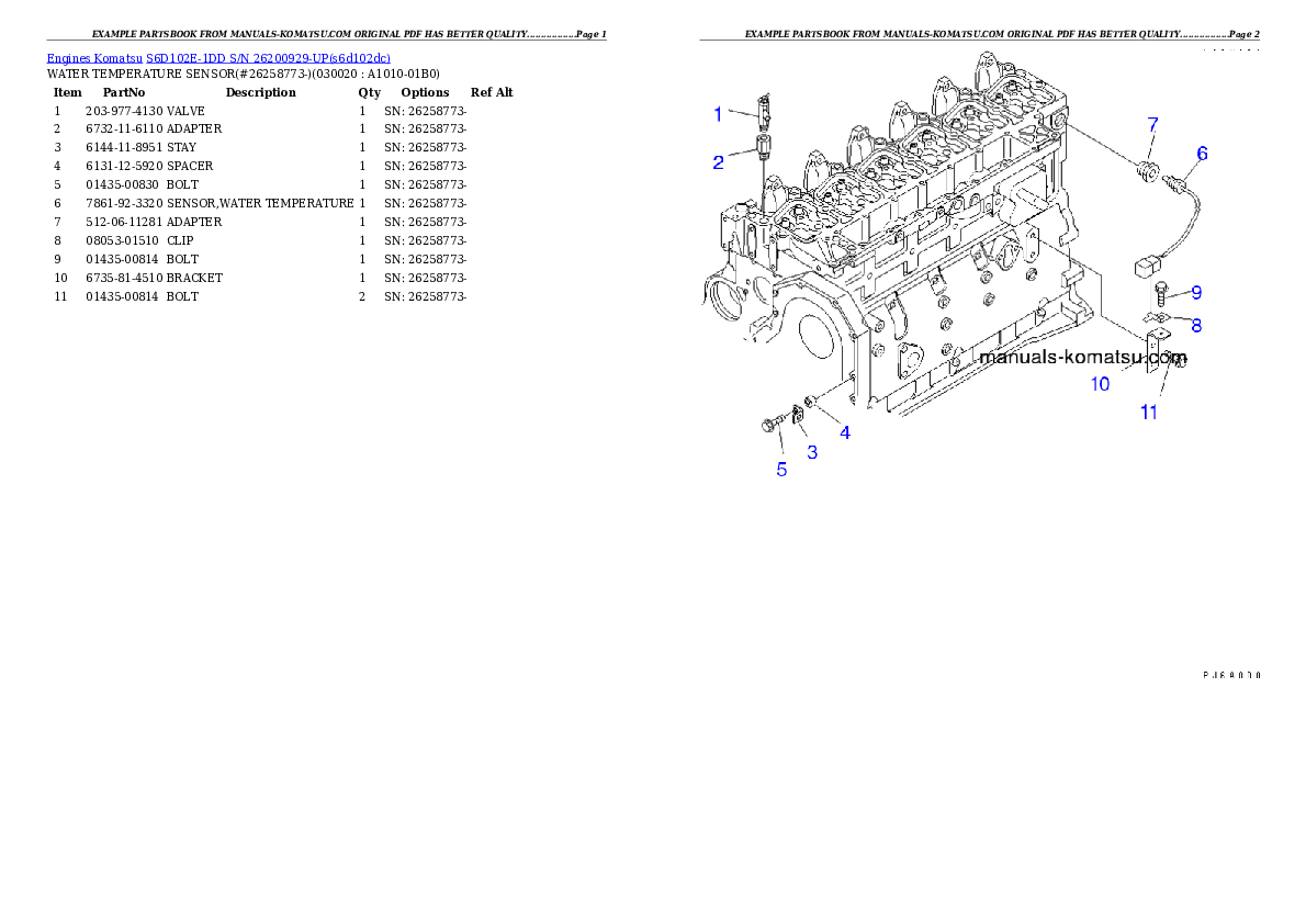 S6D102E-1DD S/N 26200929-UP Partsbook