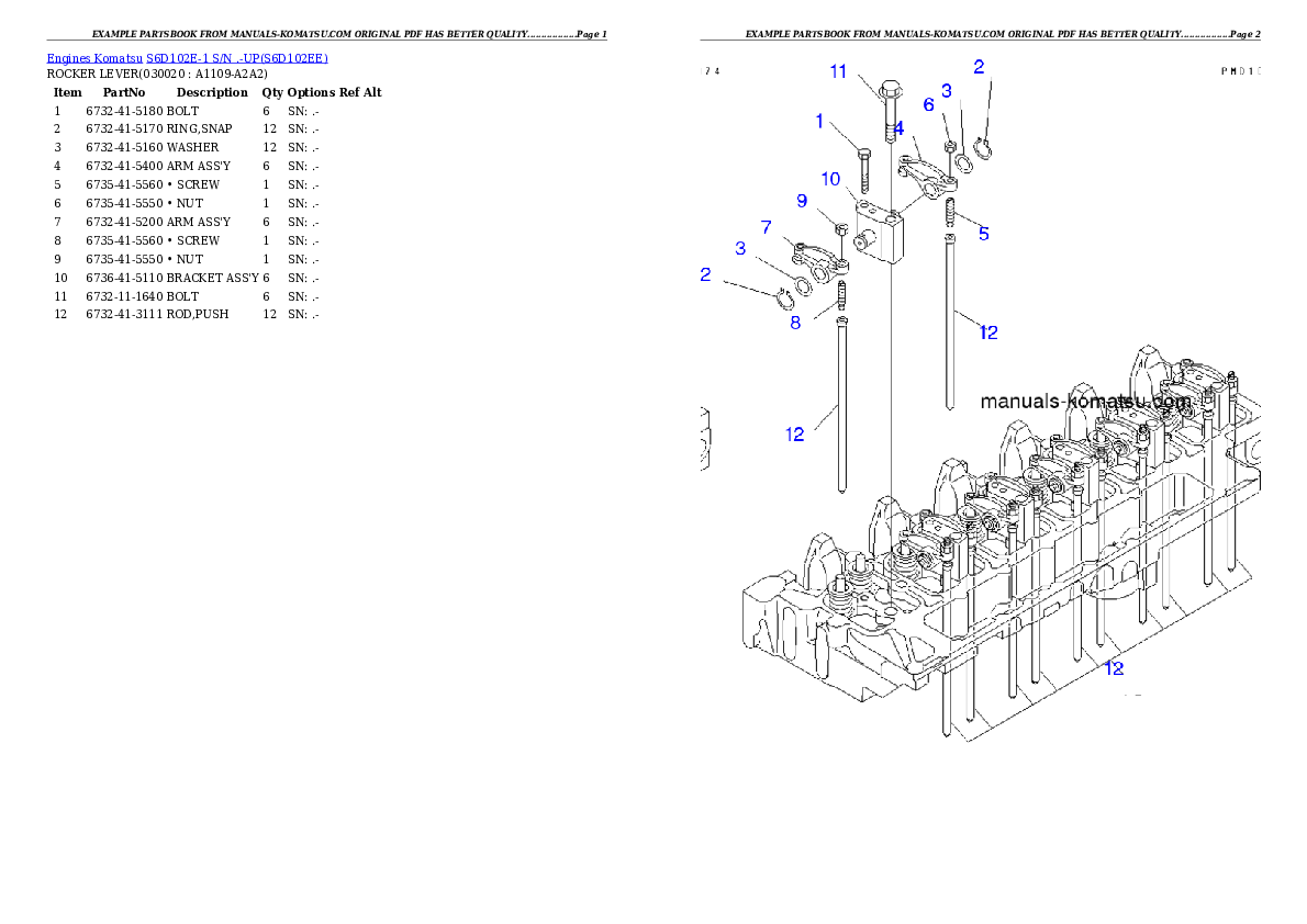 S6D102E-1 S/N .-UP Partsbook