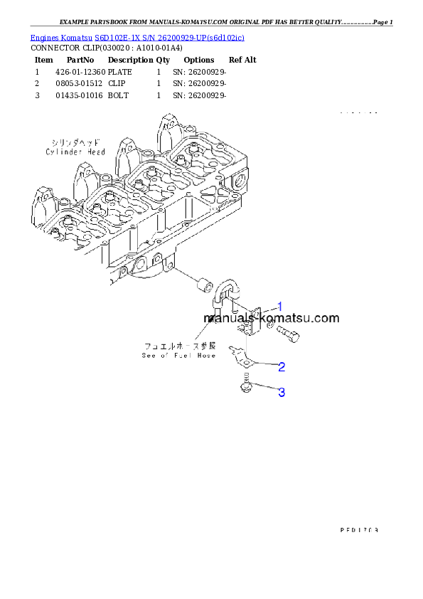 S6D102E-1X S/N 26200929-UP Partsbook