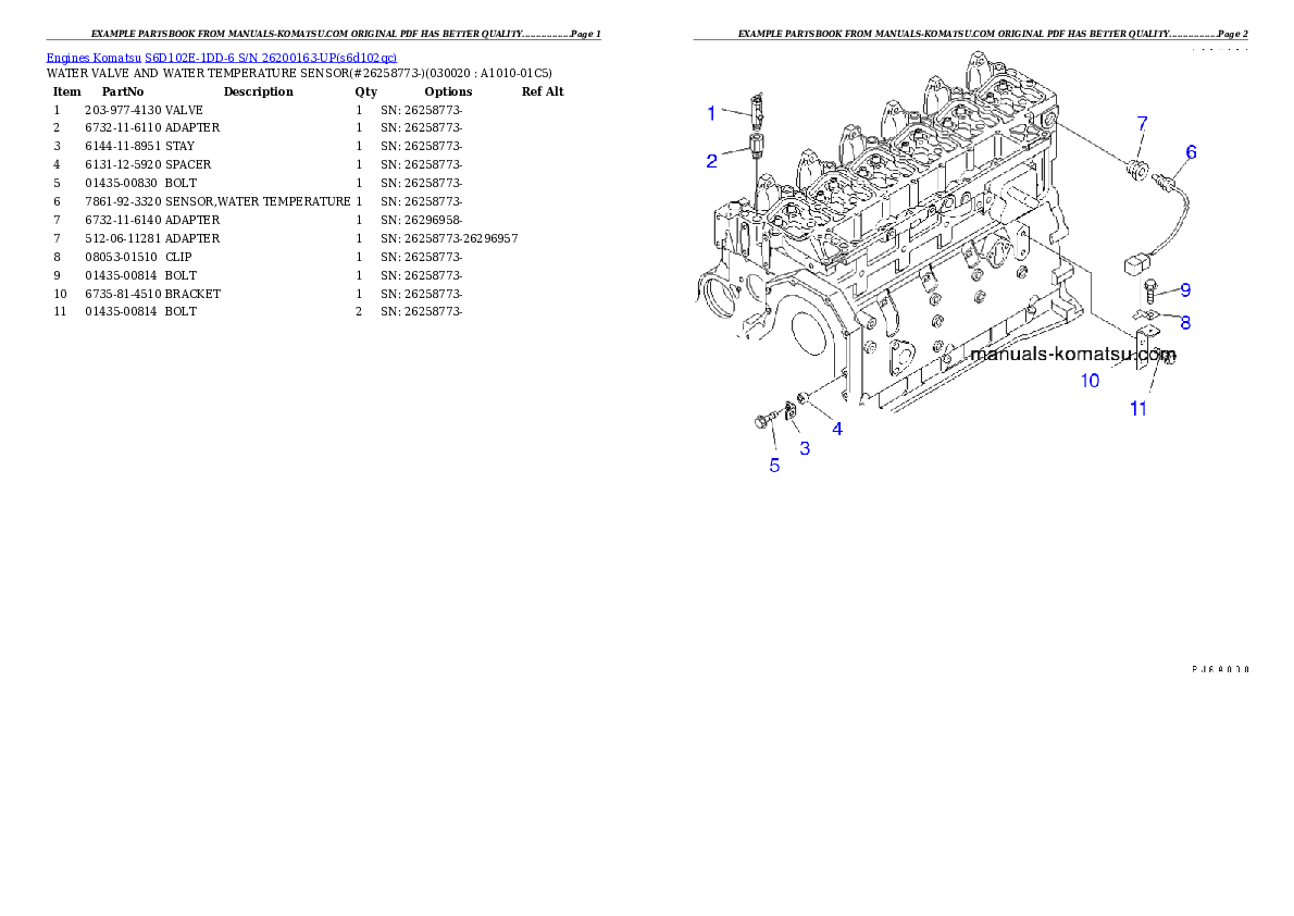 S6D102E-1DD-6 S/N 26200163-UP Partsbook