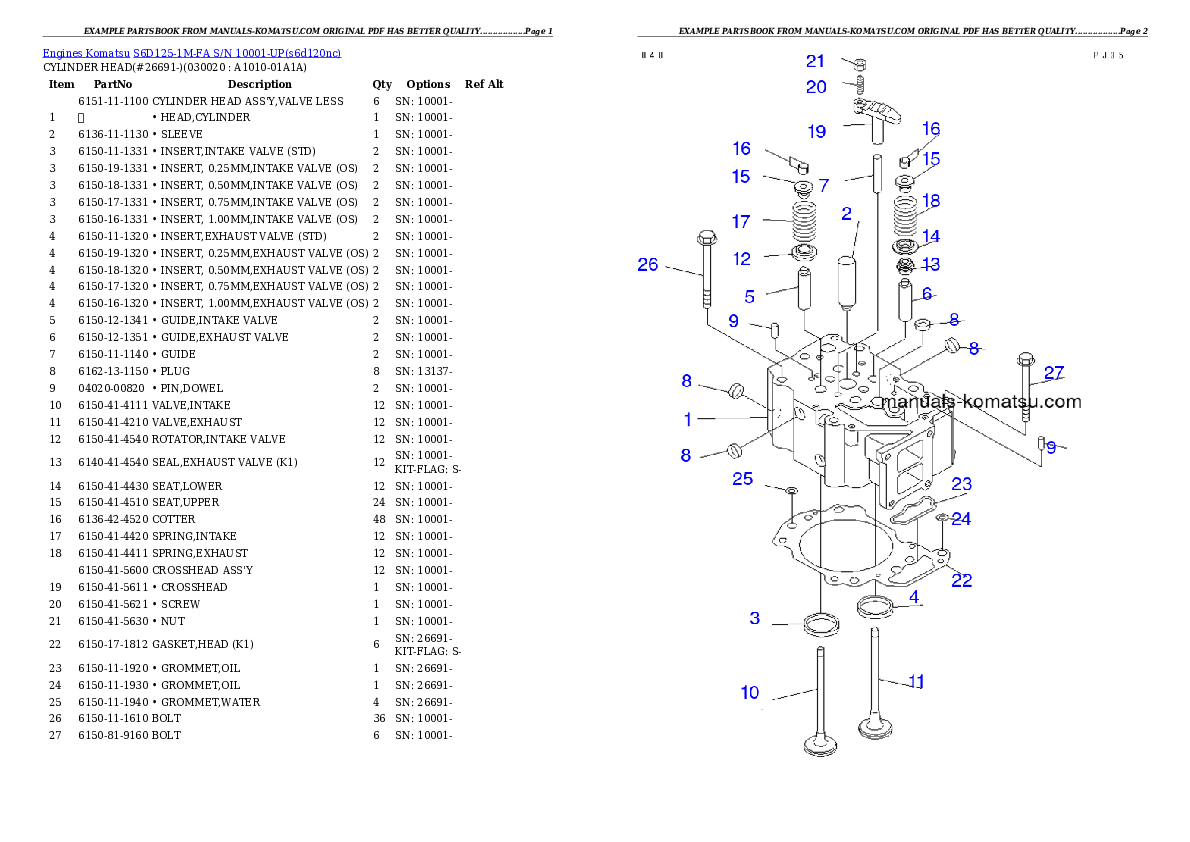 S6D125-1M-FA S/N 10001-UP Partsbook