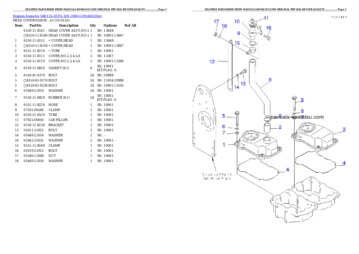 S6D125-1E-FA S/N 10001-UP Partsbook