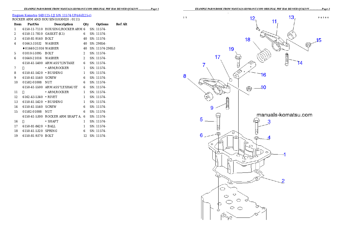 S6D125-1JJ S/N 11574-UP Partsbook