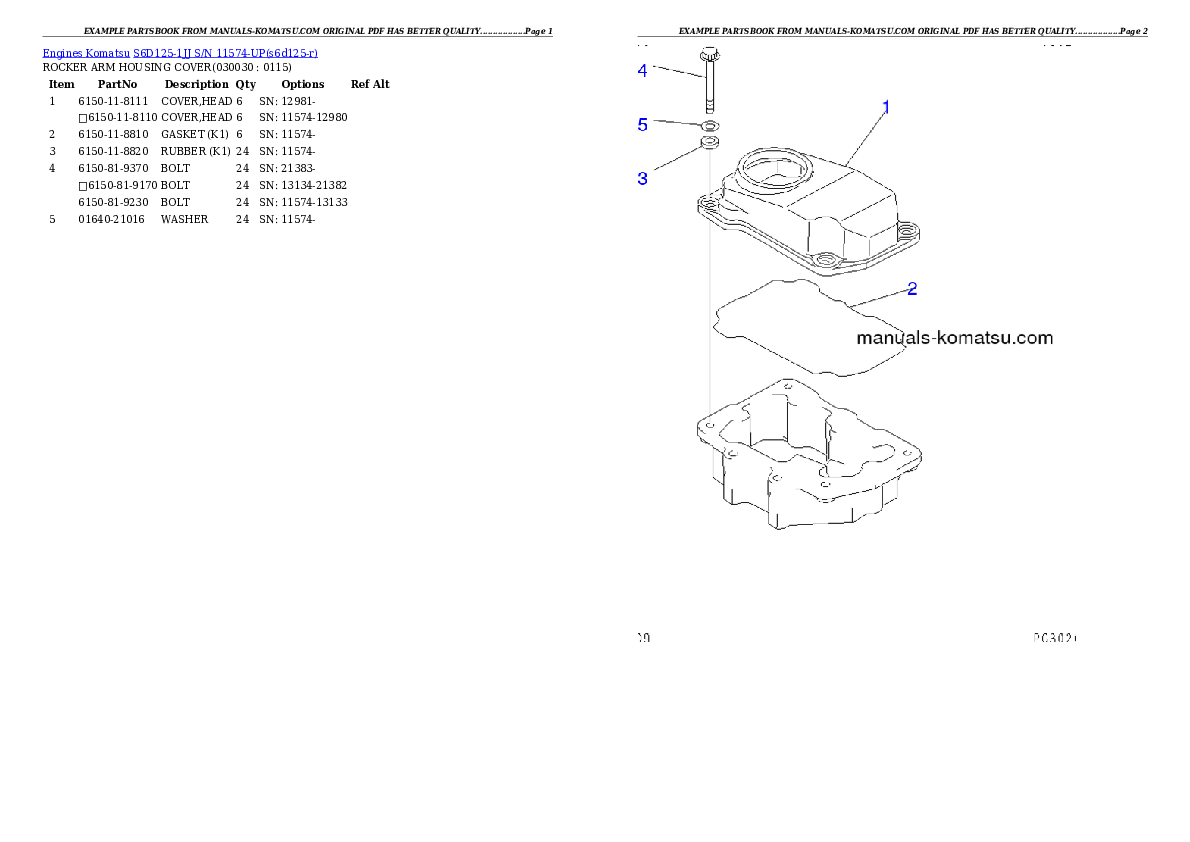 S6D125-1JJ S/N 11574-UP Partsbook