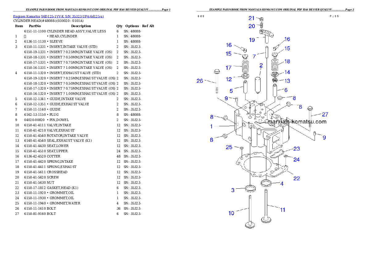 S6D125-1VV-K S/N 35323-UP Partsbook