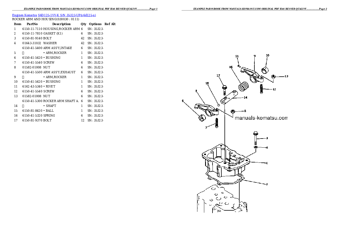 S6D125-1VV-K S/N 35323-UP Partsbook