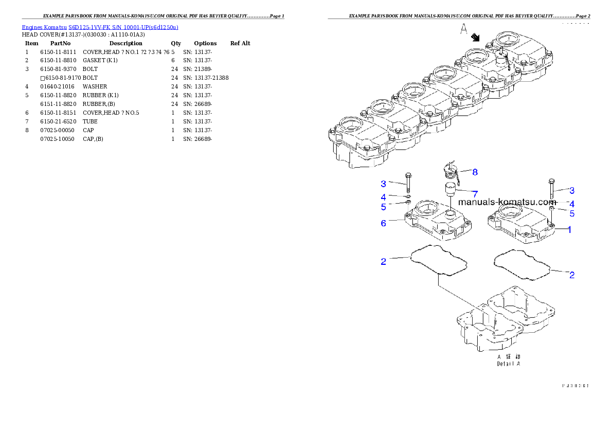 S6D125-1VV-FK S/N 10001-UP Partsbook