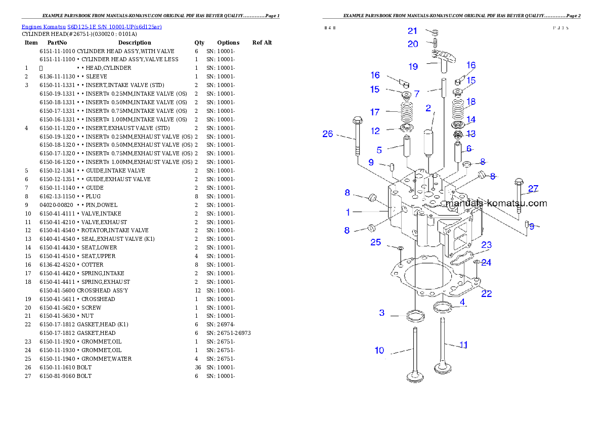 S6D125-1E S/N 10001-UP Partsbook