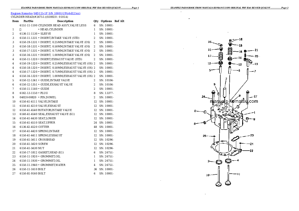 S6D125-1F S/N 10001-UP Partsbook