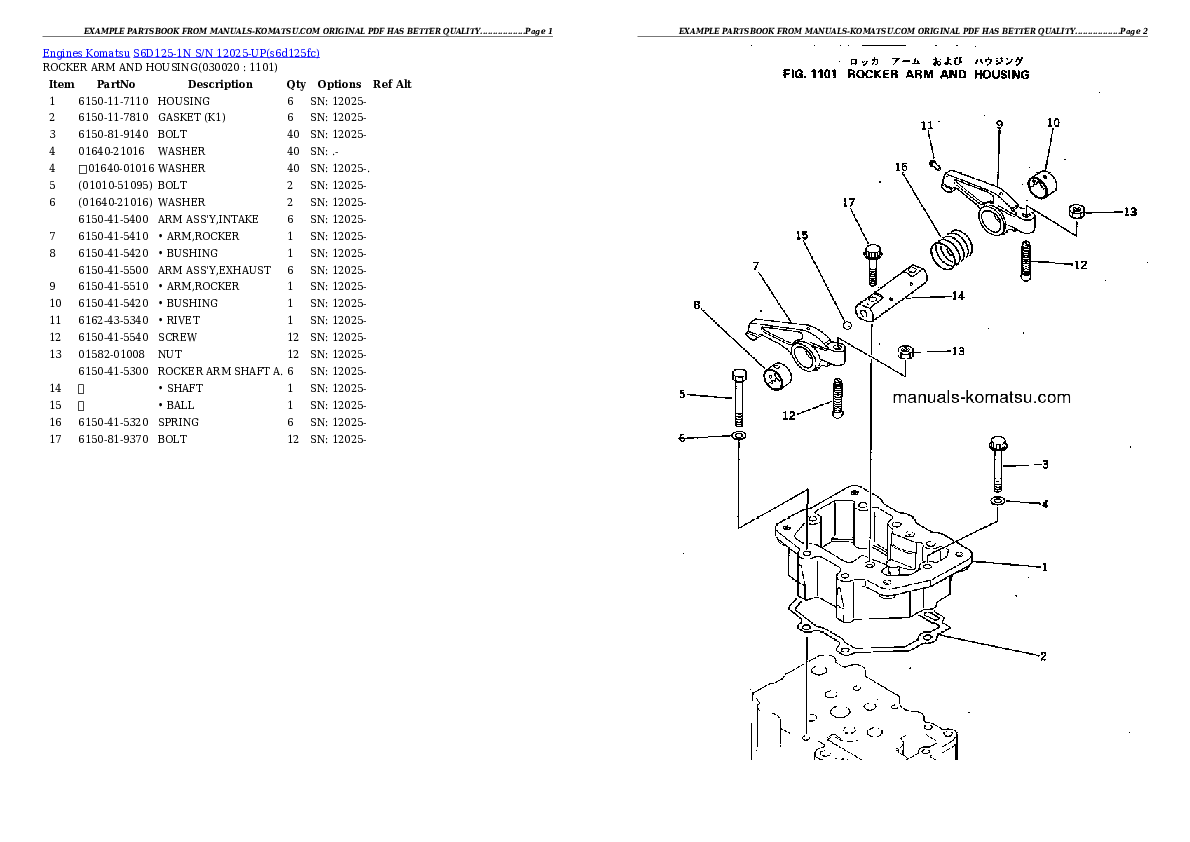 S6D125-1N S/N 12025-UP Partsbook