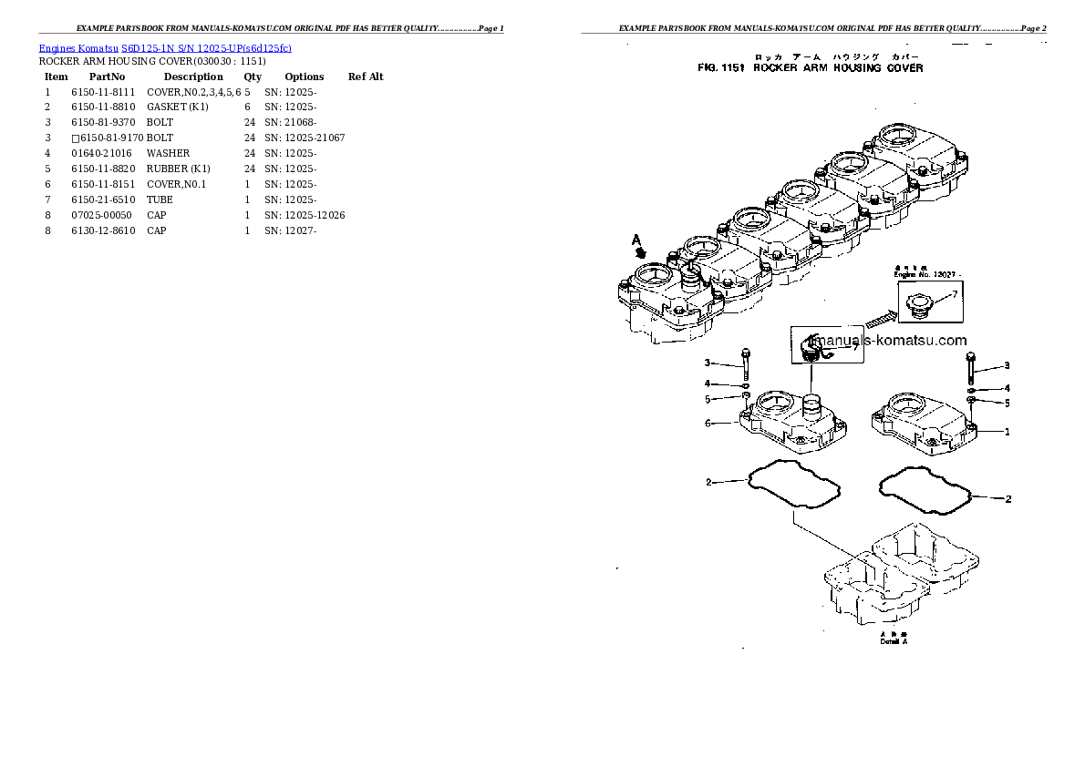 S6D125-1N S/N 12025-UP Partsbook