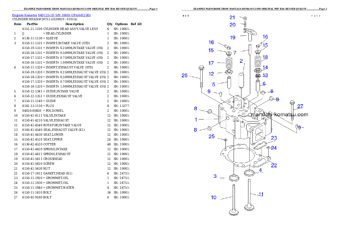 S6D125-1D S/N 10001-UP Partsbook